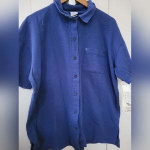 NWT Silver Wear Blue Button Up T Shirt Sz L